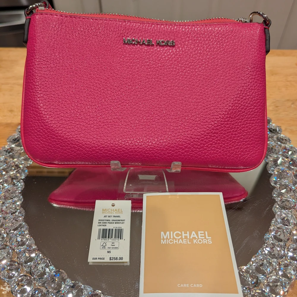 MICHAEL KORS Jet Set Small Pebbled Leather Convertible Wristlet NWT - Picture 2 of 9